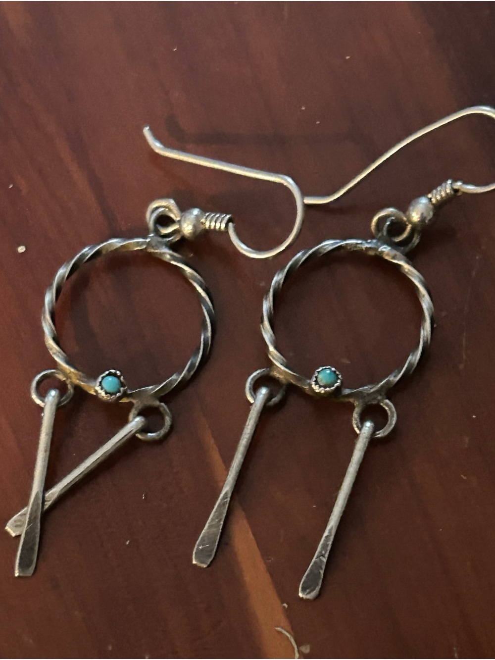 Sterling Silver Turquoise Hoop Dangle Earrings - Women's Jewelry
